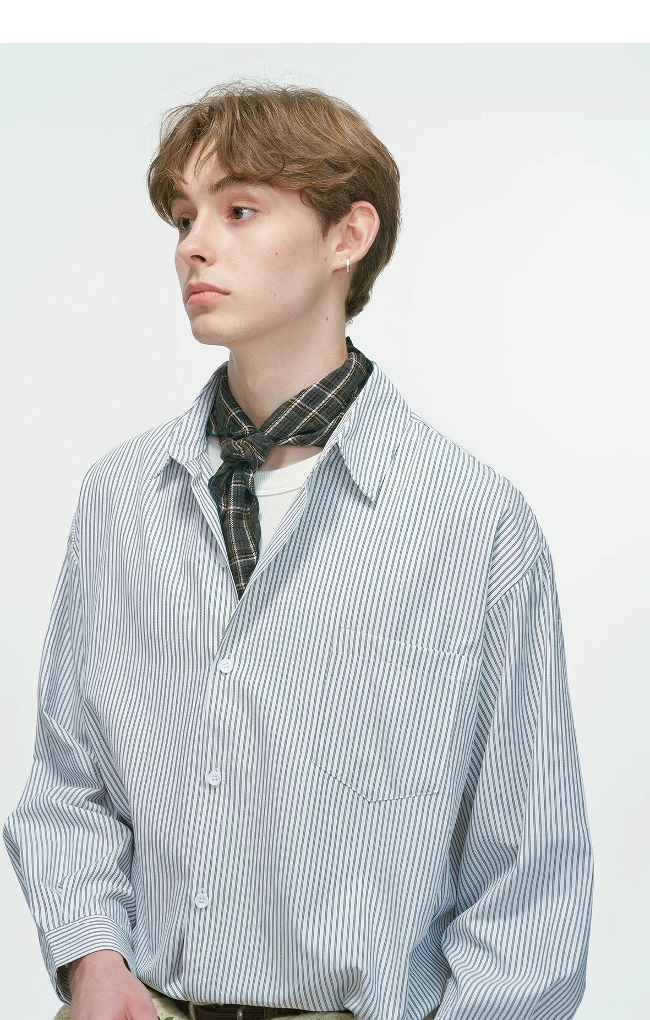 Acubi-inspired relaxed striped overshirt suitable for wide-leg denim, work pants, layered tees, and casual streetwear looks