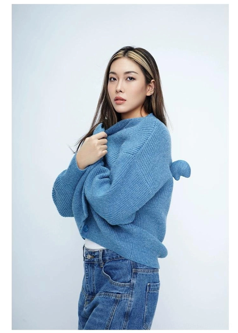 Statement oversized fuzzy cardigan designed for Acubi fashion, East Asian streetwear, and layered everyday outfits