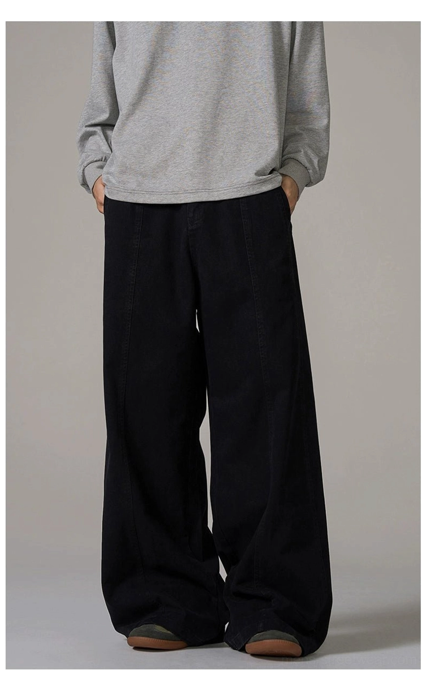 Acubi wide-leg cotton trousers in brown and black presented as versatile Korean streetwear bottoms