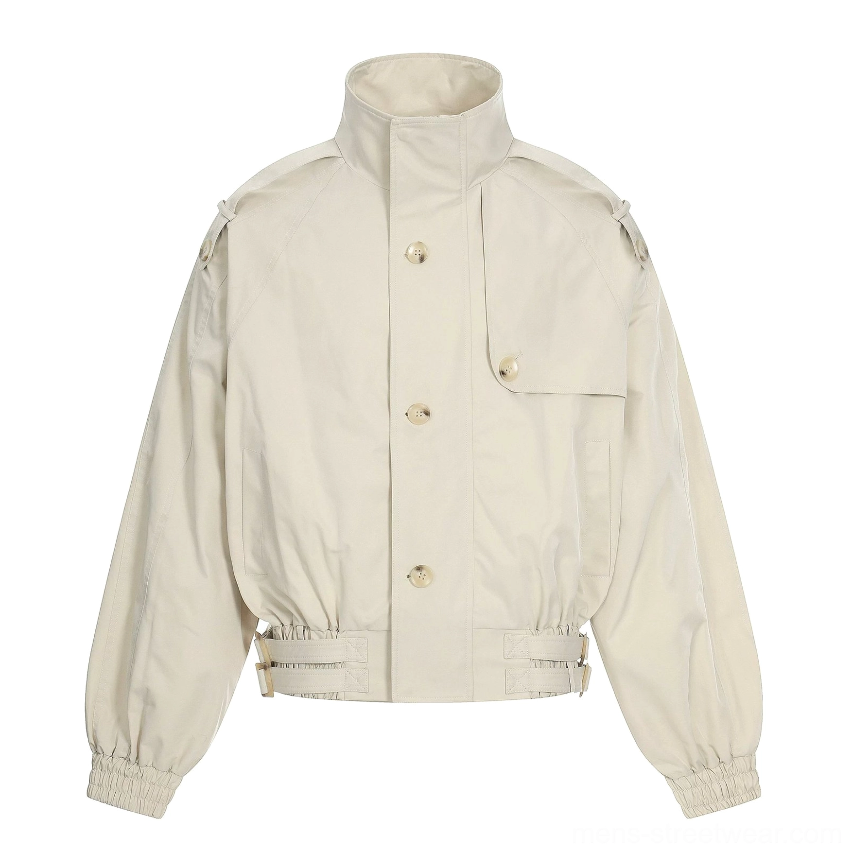 Apricot cropped cinch-hem windbreaker jacket with relaxed oversized fit and versatile urban streetwear design