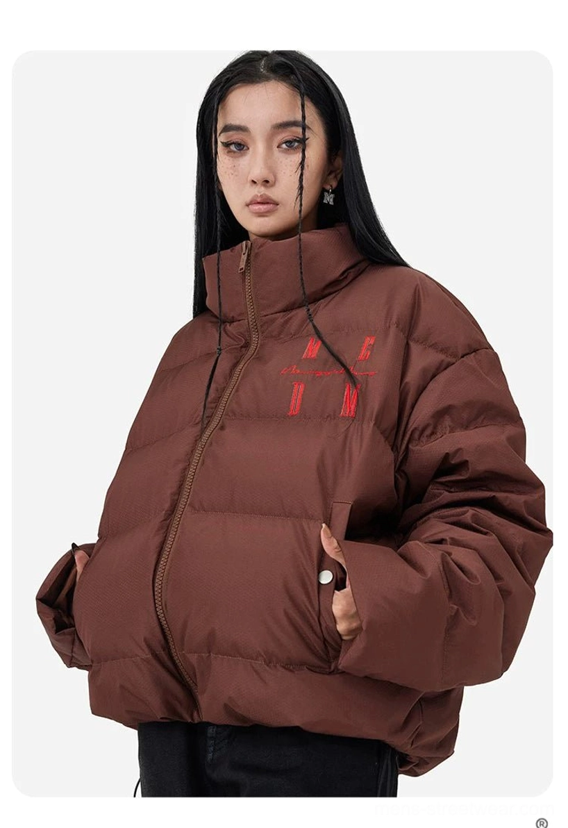 Arctic Crest oversized winter puffer jacket product image with duck-down insulation and sporty streetwear profile
