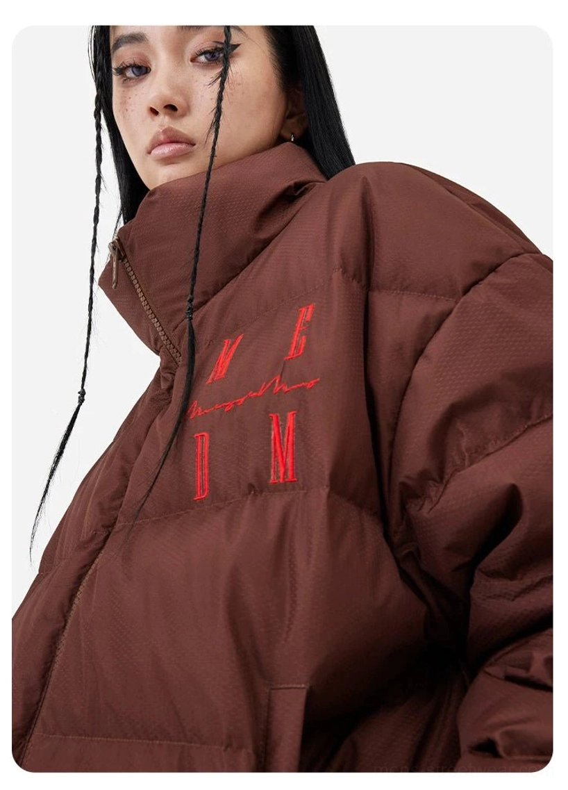 Arctic Crest streetwear duck-down puffer jacket with full zip front high stand collar and side pockets
