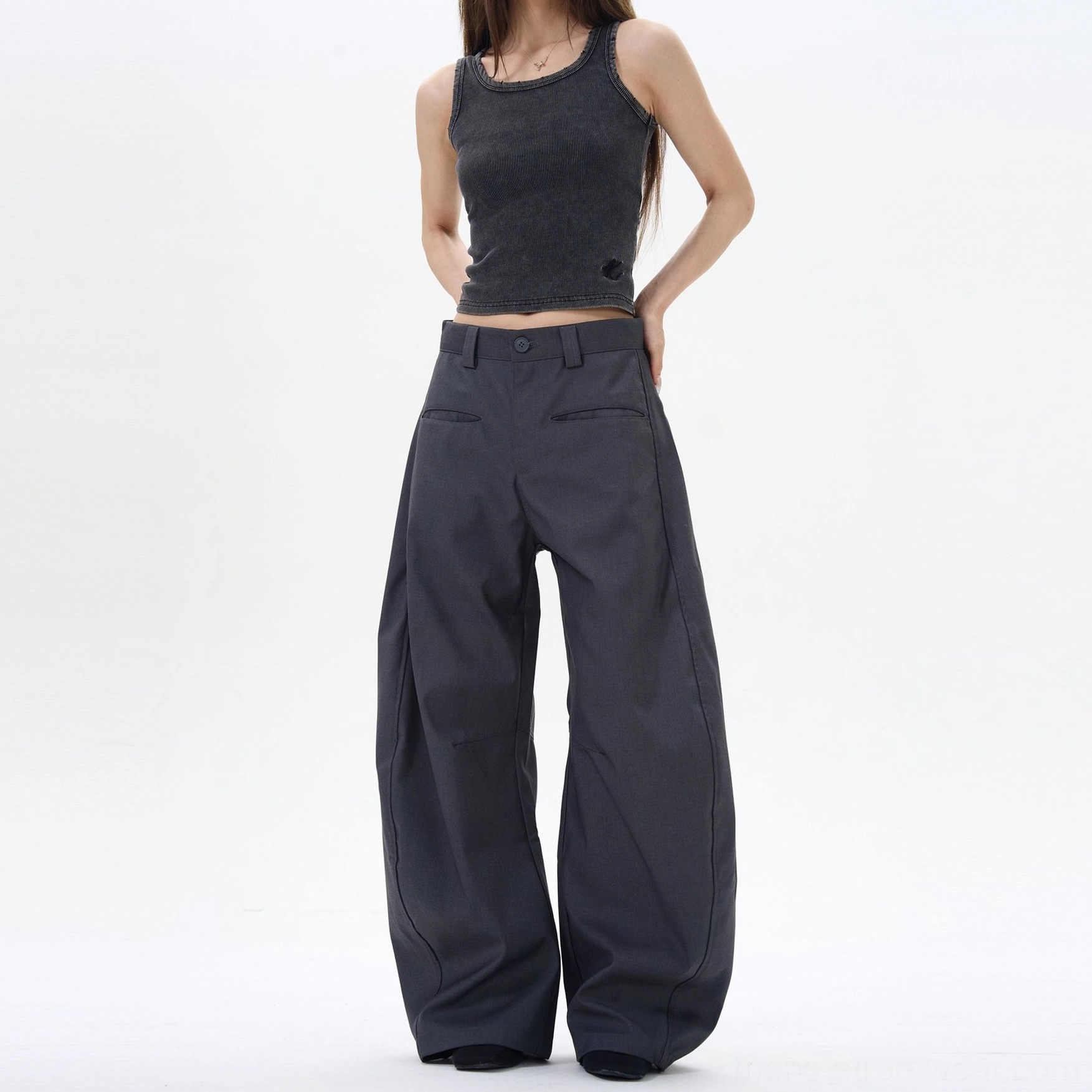 Ash wide-leg palazzo trousers product image for Acubi-inspired fashion, relaxed tailoring, and modern East Asian streetwear outfits