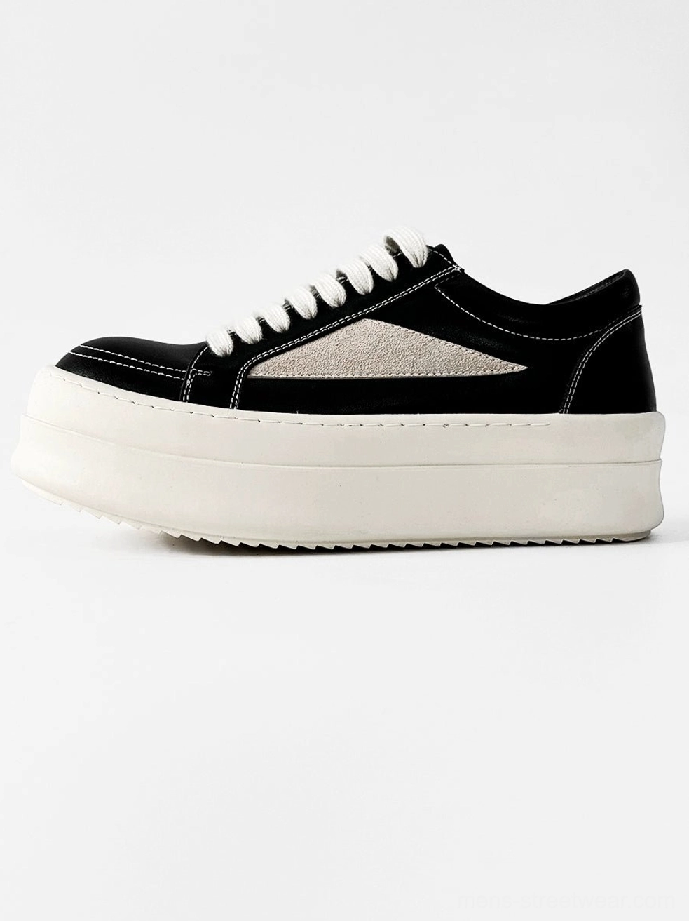 Single black and beige chunky platform sneaker with off-white sole and contrast panel detailing