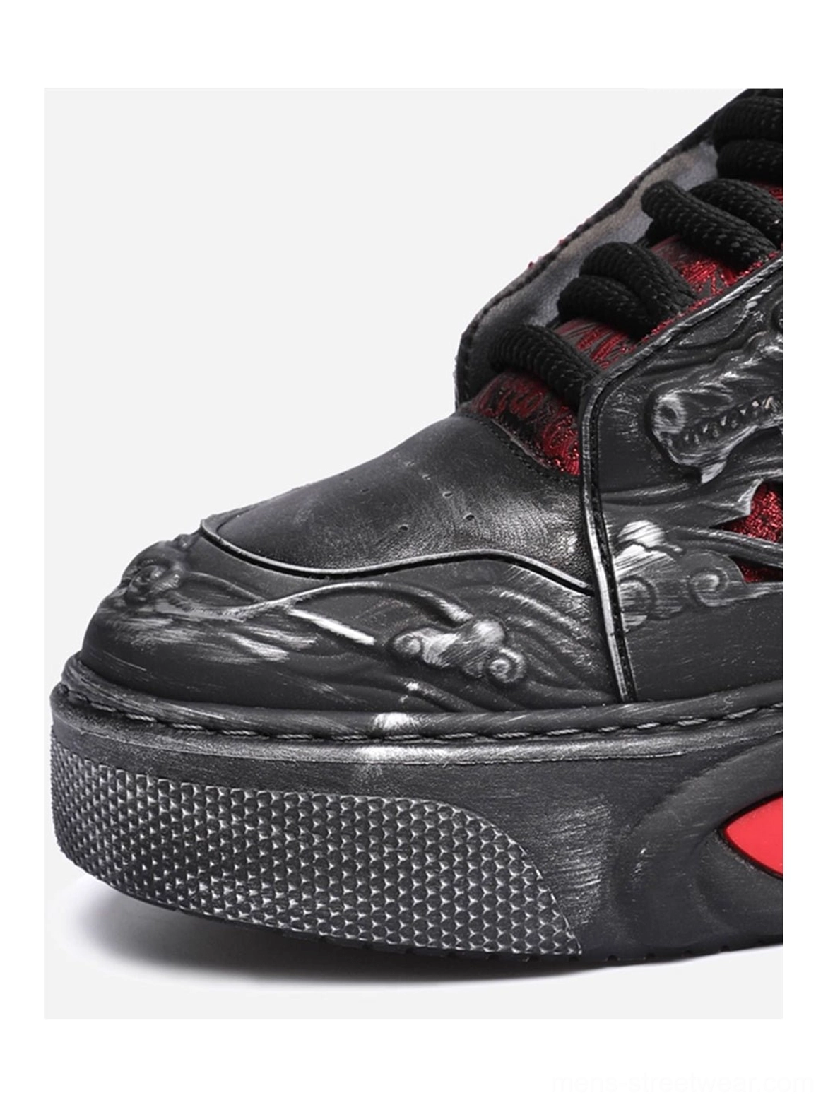 Black dragon relief chunky platform sneakers embossed dragon streetwear footwear product detail