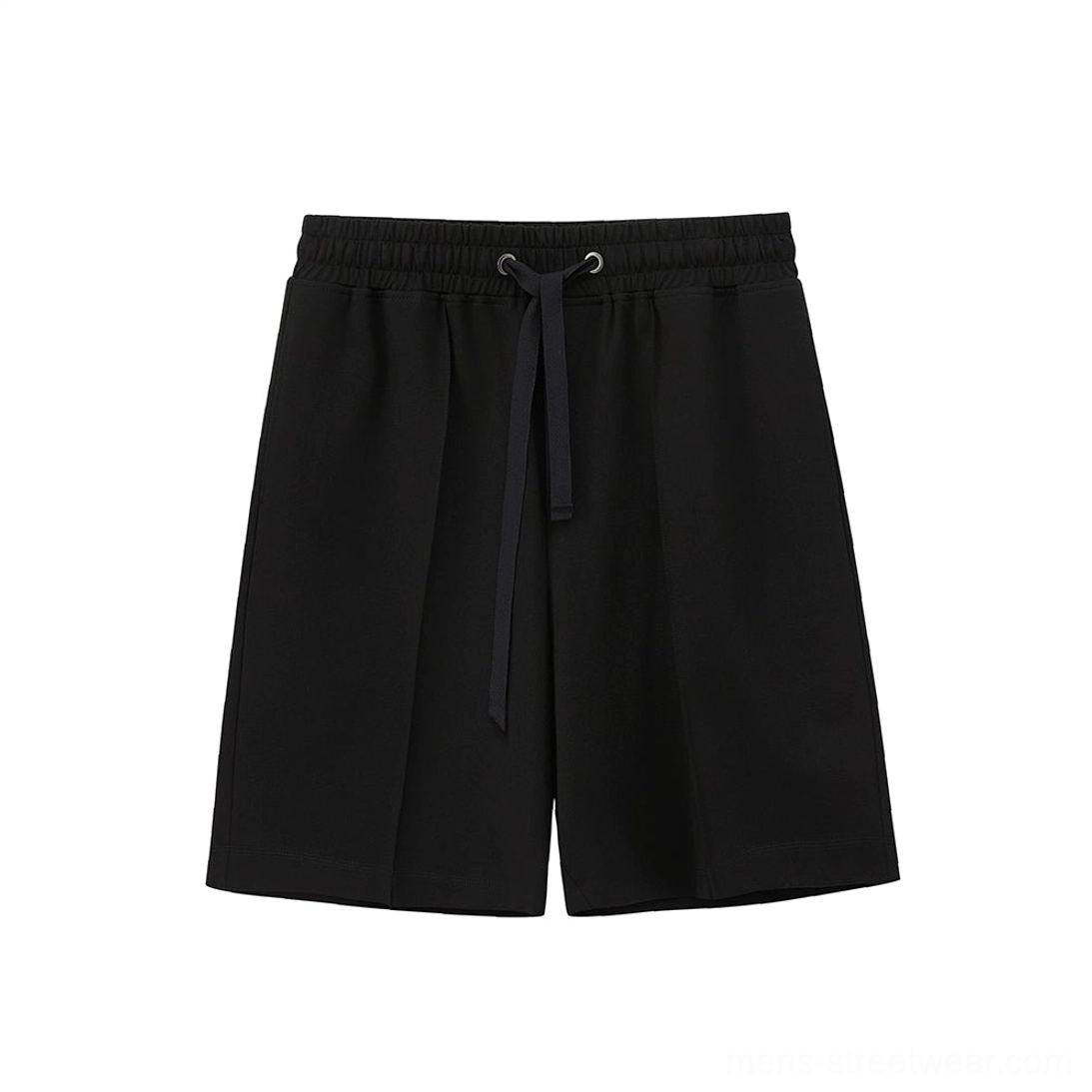 Black lace-up straight leg shorts neutral colorway foundational streetwear casual pants basic