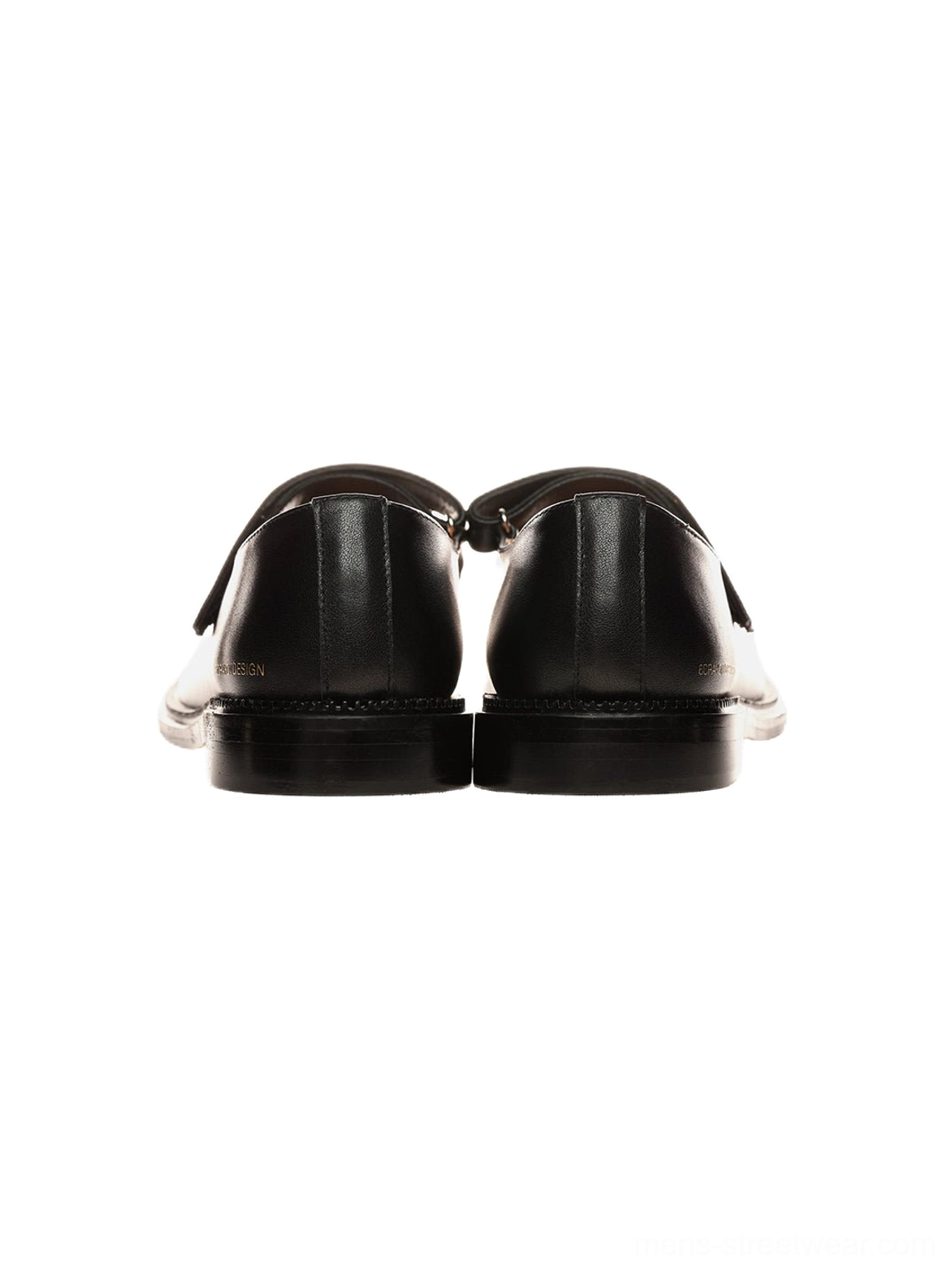 Black leather Mary Jane streetwear shoes with adjustable strap and square toe styled for contemporary Korean fashion and everyday city outfits