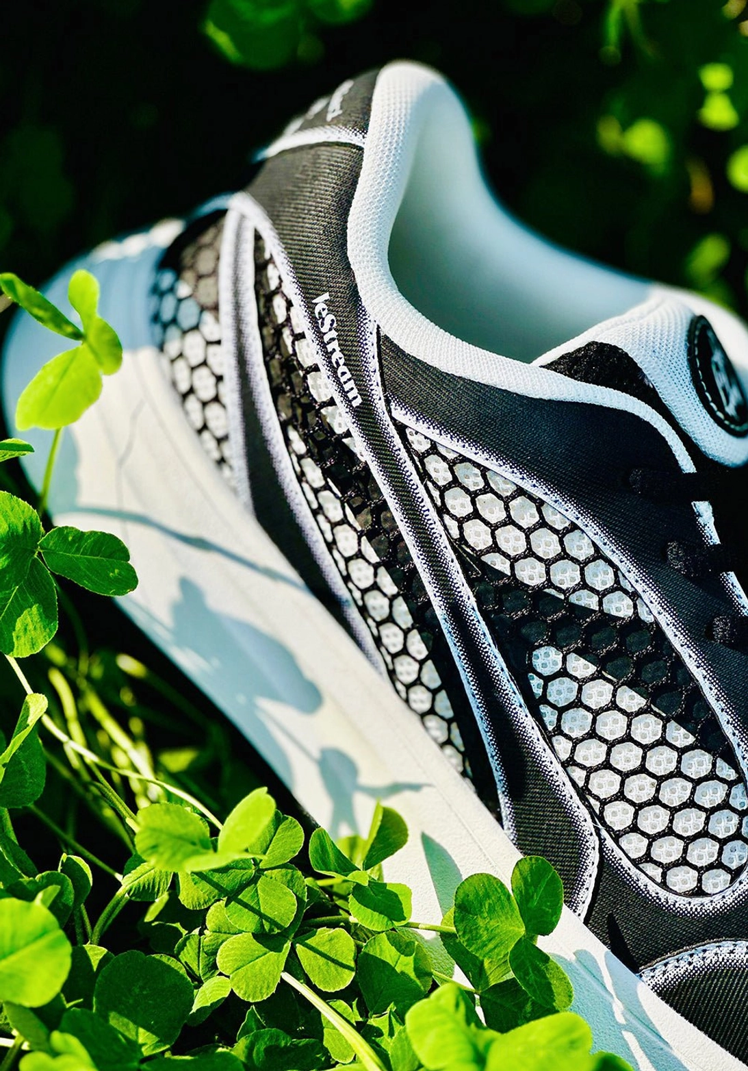 Black mesh panel platform derby sneakers product image highlighting the two-tone streetwear silhouette and chunky white platform sole