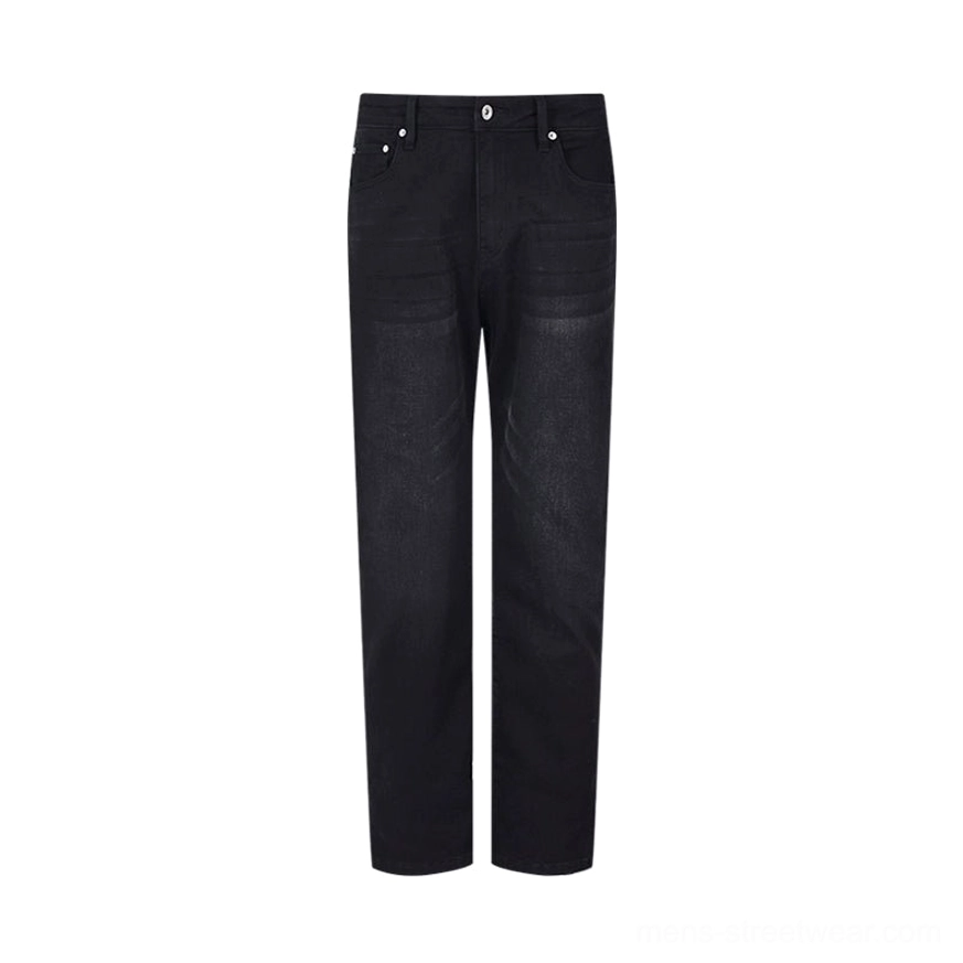Black Mud relaxed straight-leg jeans with a dark washed finish for contemporary Korean streetwear and utilitarian styling