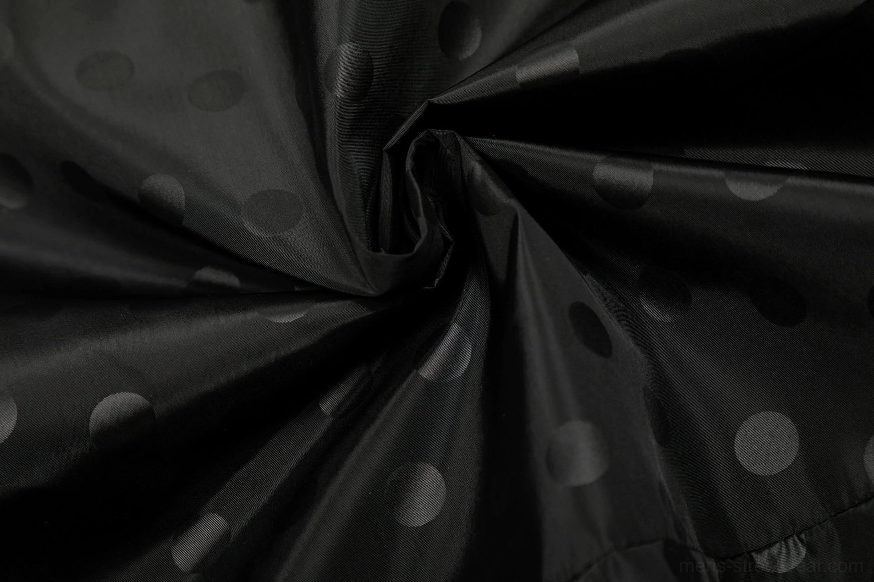 Black polka dot oversized hooded streetwear windbreaker jacket relaxed fit product view