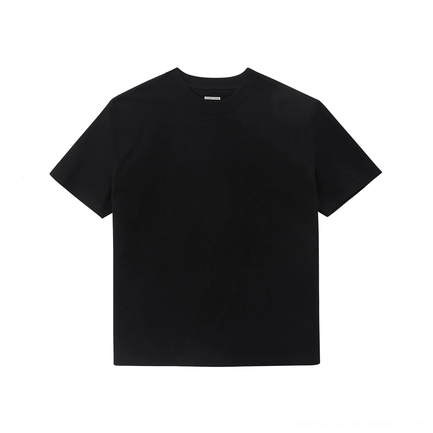 Black short sleeve GIZA cotton crew neck T-shirt for understated modern streetwear styling