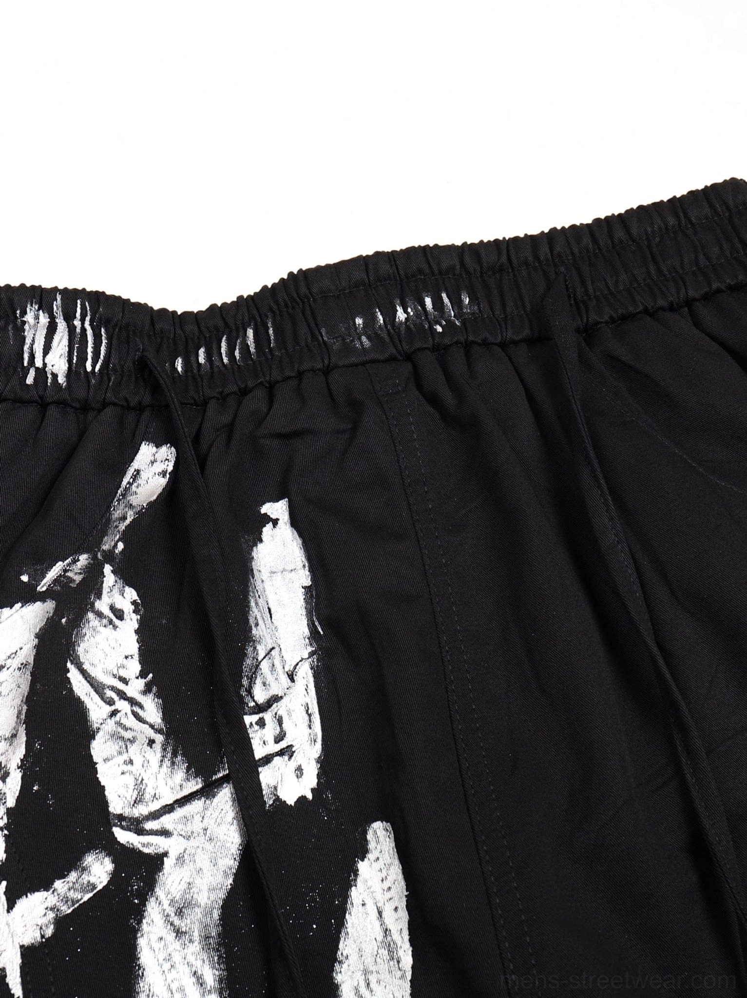 Black and silver graffiti cargo pants product image for techwear, Acubi fashion, and modern urban street style