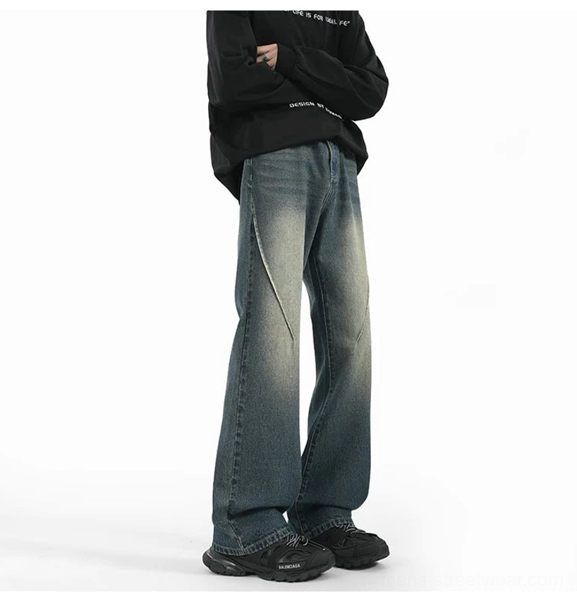 Black washed flare denim pants product image with monochrome streetwear appeal, relaxed cut, and structured panel detailing