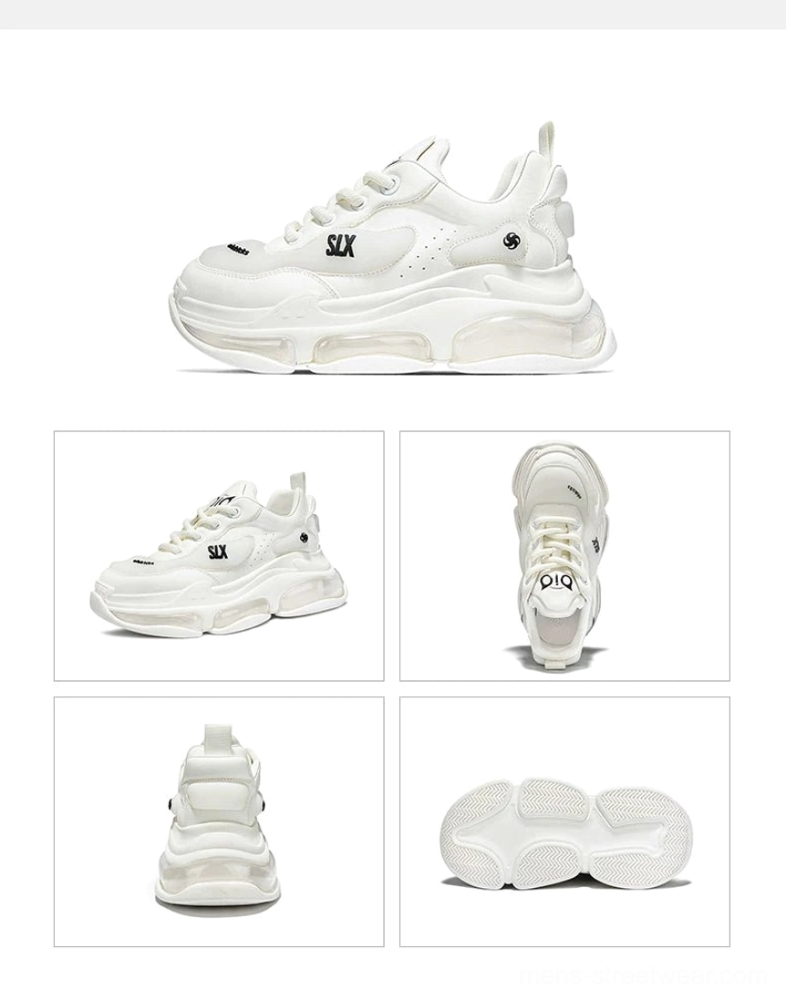 Bubble Max off-white chunky streetwear sneakers with matte leather-style upper, transparent air-cushion sole, and clean minimalist finish