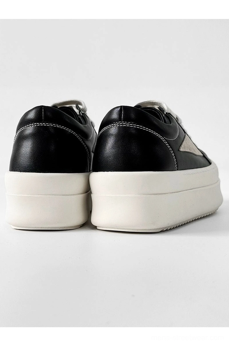 Chunky contrast panel sneakers designed for oversized layers and contemporary Asian fashion looks