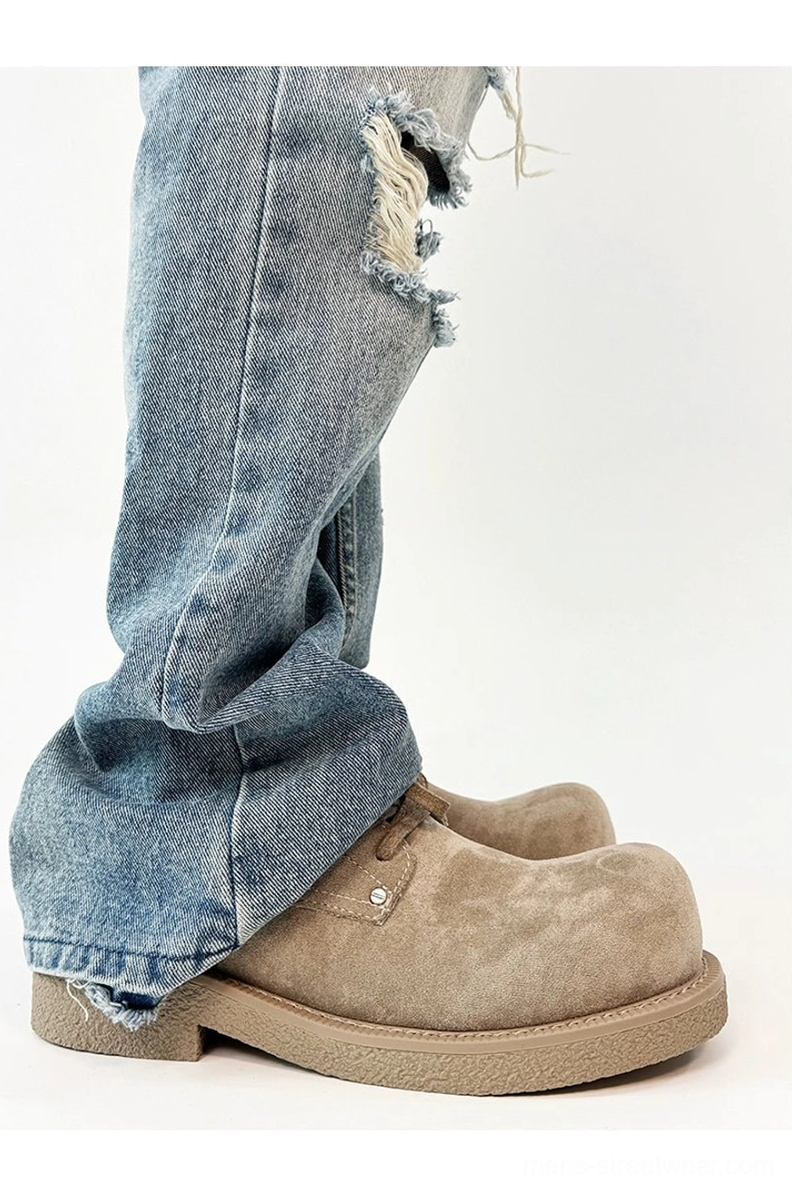 Chunky derby shoes with soft suede-style upper, rounded toe, and oversized platform rubber outsole