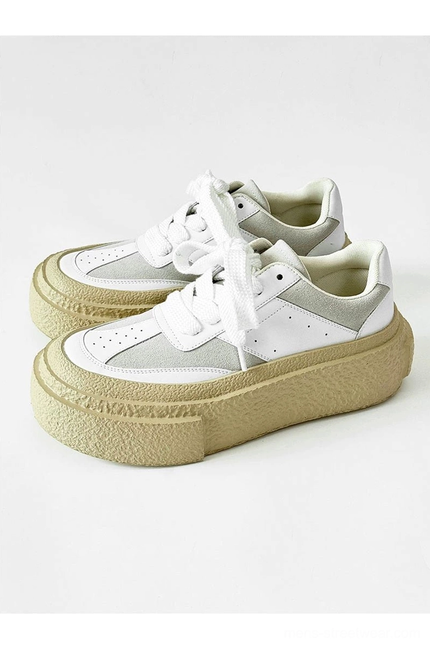 Chunky textured sole sneakers for monochrome Seoul fashion and everyday urban styling