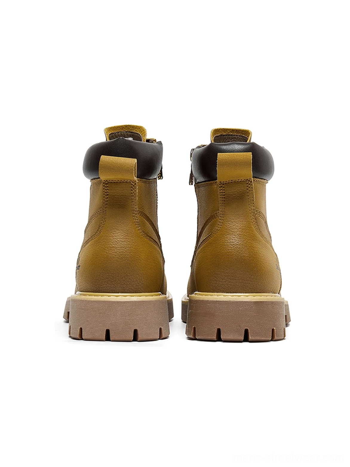 Classic wheat yellow streetwear ankle boots with durable-looking outsole and mid-ankle work boot profile