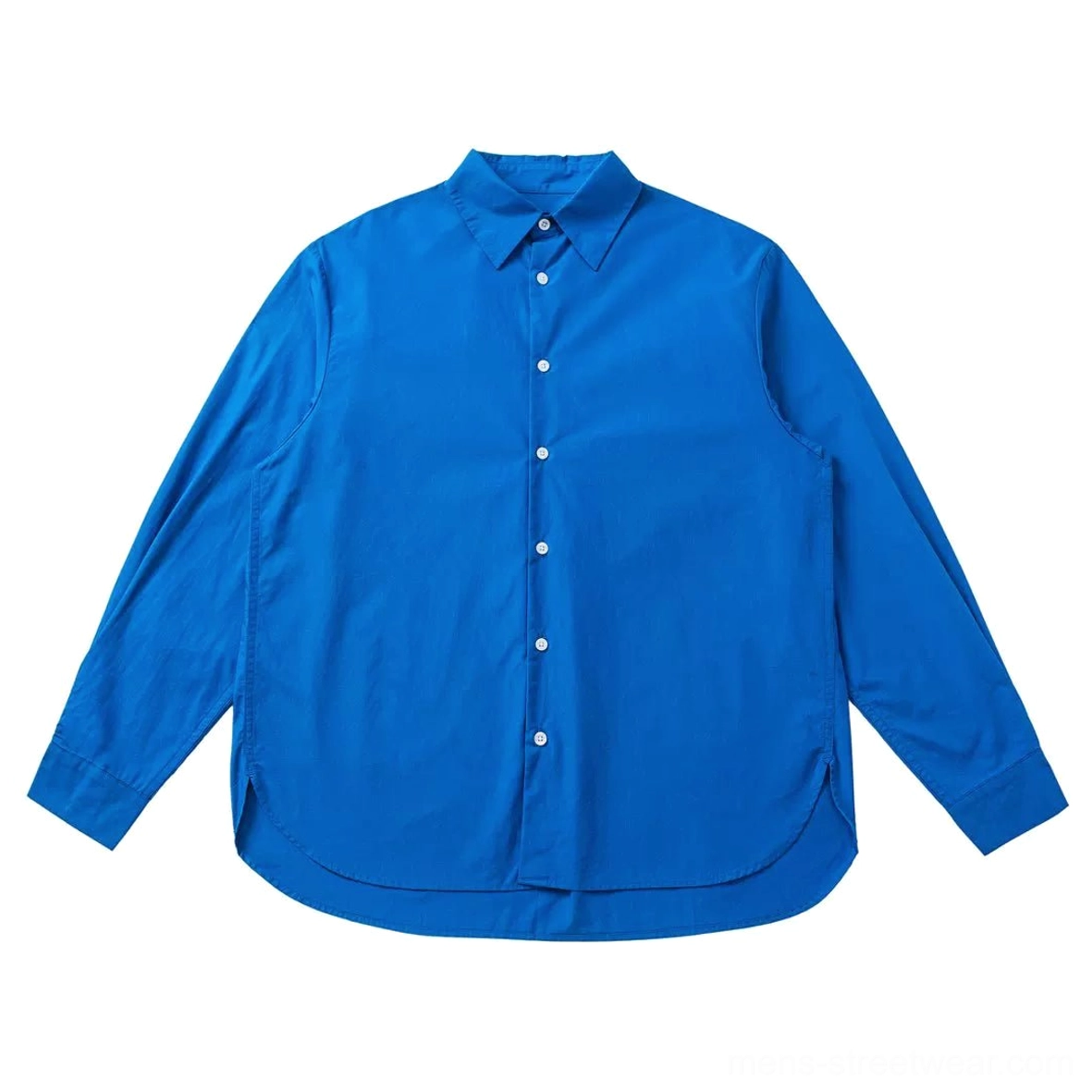 Cobalt Rush oversized poplin shirt product image showing the vibrant Blue colorway and relaxed Korean streetwear silhouette