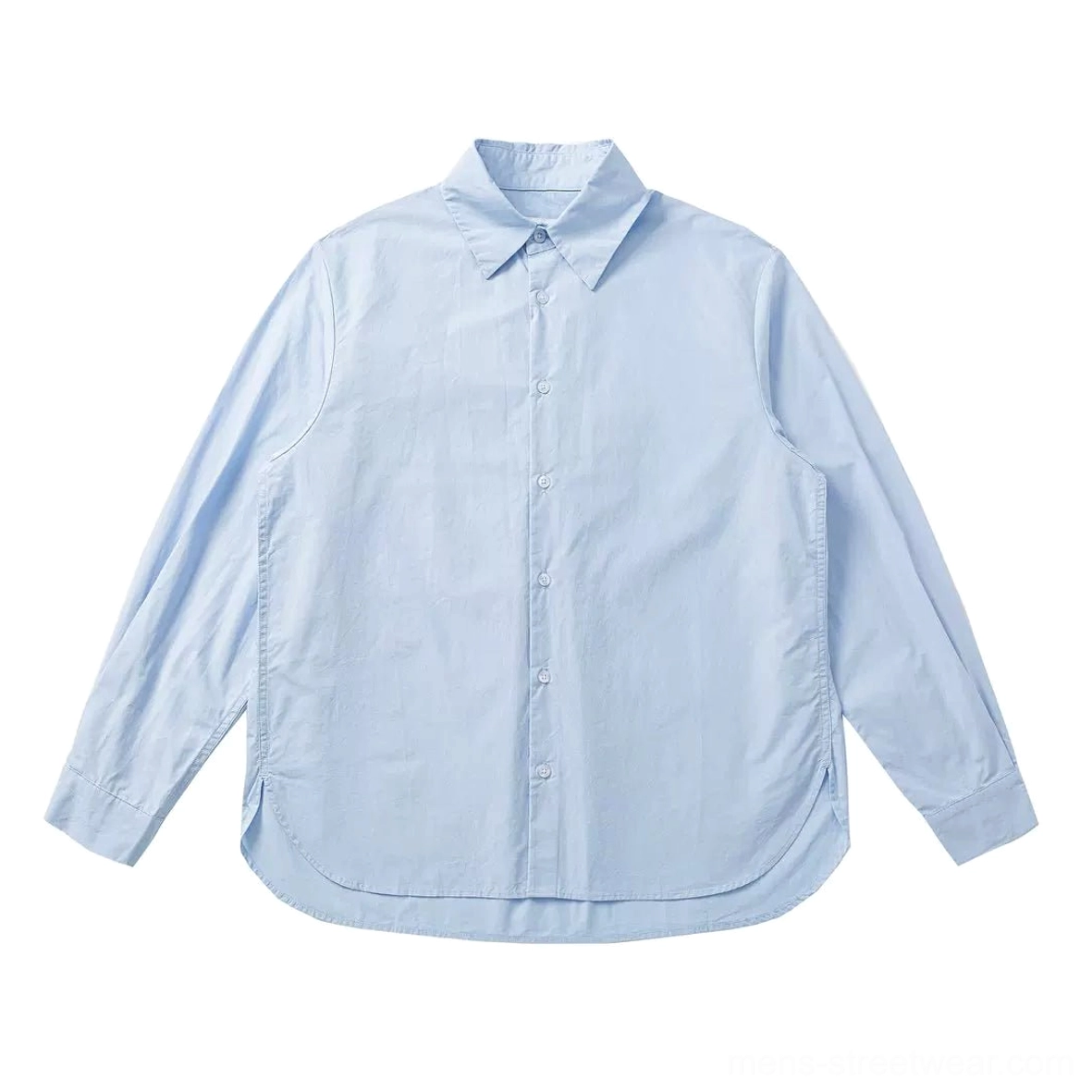 Cobalt Rush oversized poplin shirt product image showing the Light Blue colorway with classic collar and long sleeves