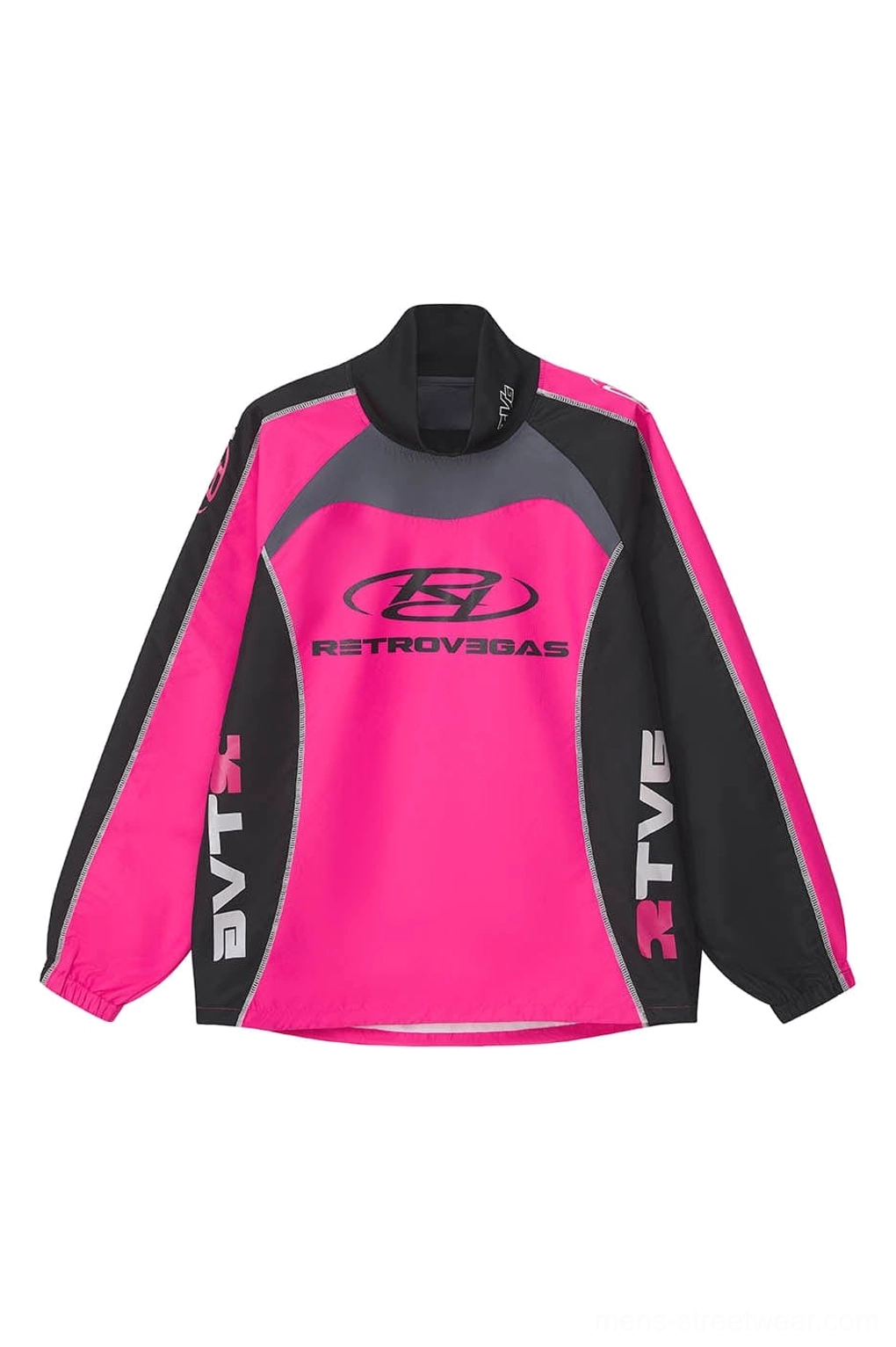 Color block raglan sports jersey product image with a dynamic motorsport-inspired streetwear aesthetic