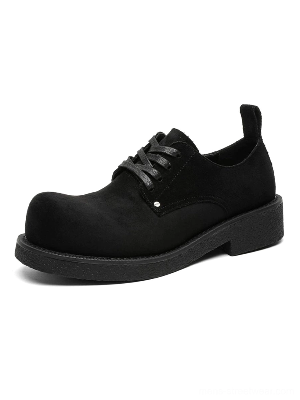 Contemporary chunky platform derby shoes with tactile suede-style upper and thick crepe-effect rubber outsole