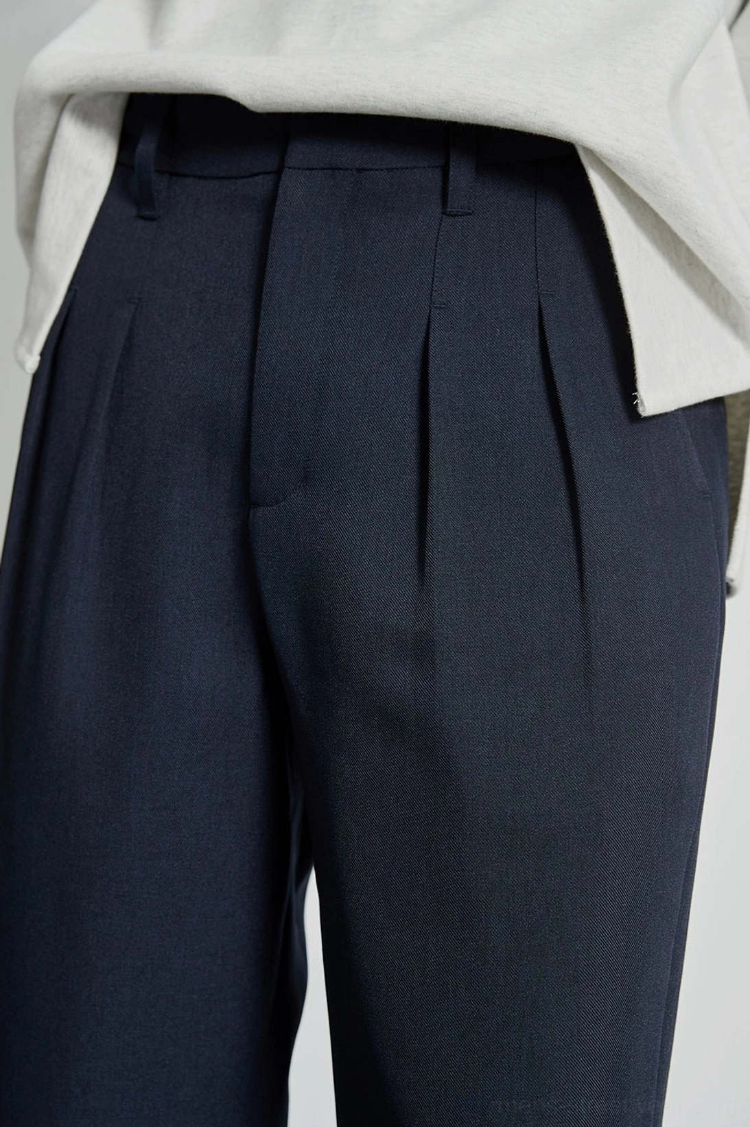 Contemporary Seoul fashion wide-leg dress pants with clean tailored construction