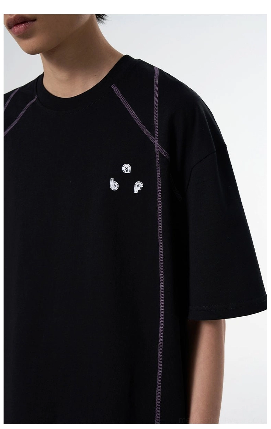 Contrast stitch relaxed fit graphic T-shirt Korean streetwear product image