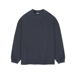 Dark charcoal gray oversized heavyweight cotton long sleeve t-shirt with relaxed drop shoulder Korean streetwear fit