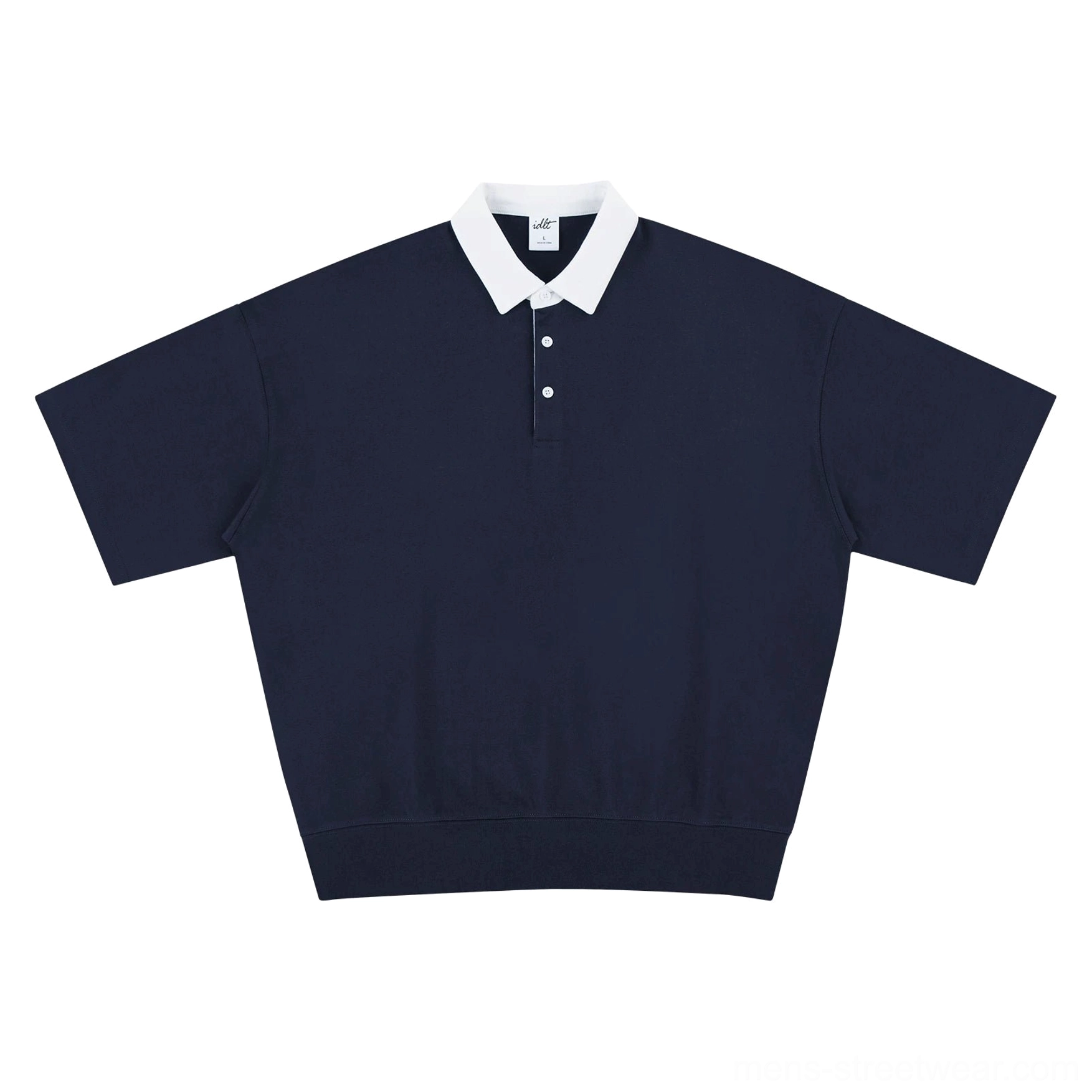 Contemporary dark color contrast collar polo shirt suitable for Korean fashion denim chinos and tailored trousers