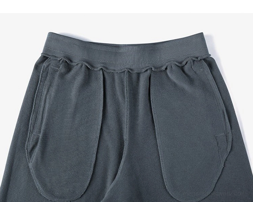 Drawstring threading detail sweat shorts braided cord weaving premium drawcord fastening mechanism functional design element