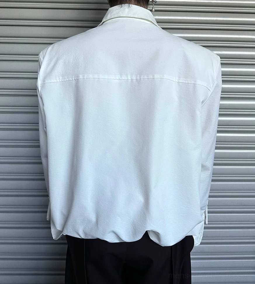 Unbranded minimalist cuff shirt with dropped shoulders and relaxed Korean fashion silhouette