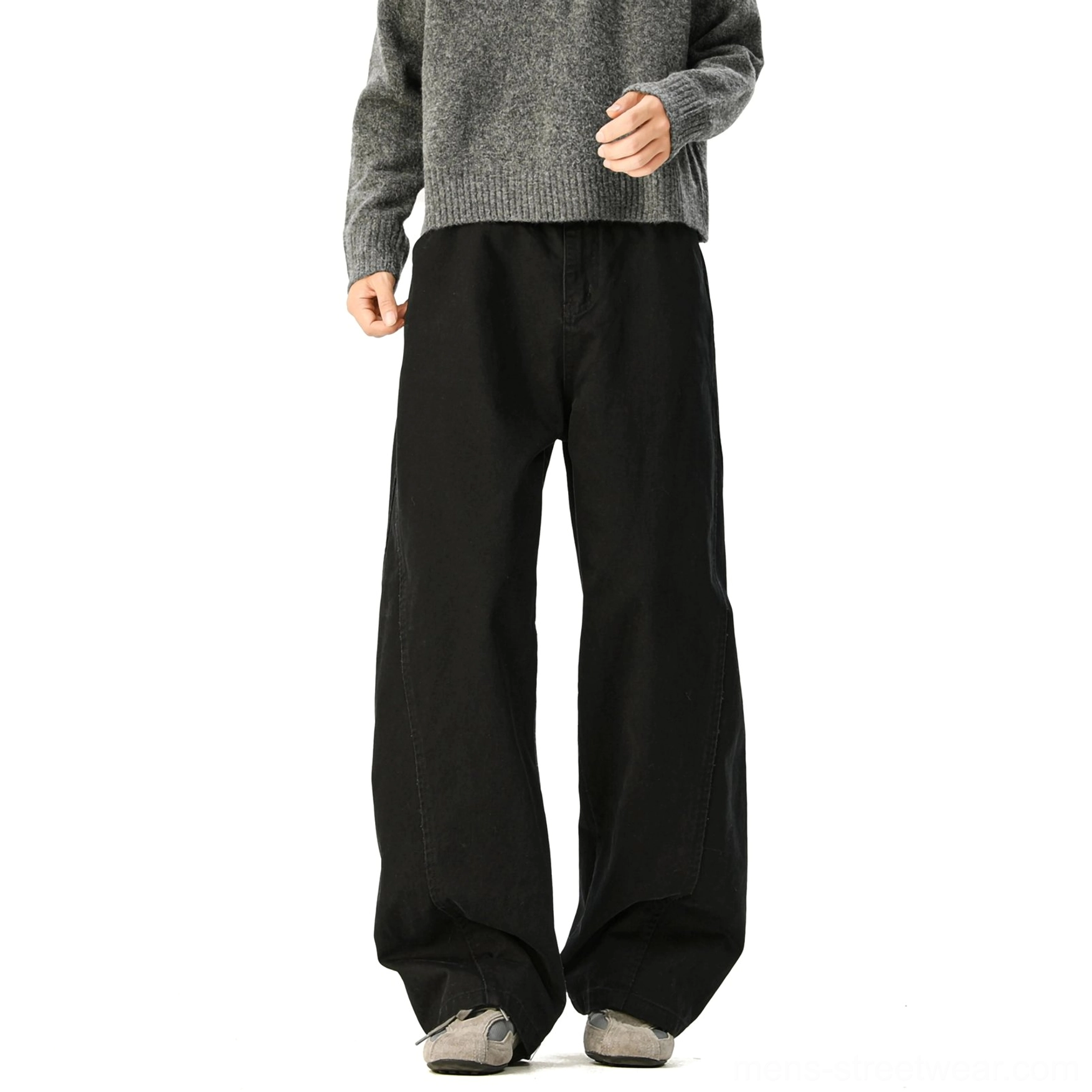 Apricot wide-leg denim full-length view relaxed silhouette spring styling