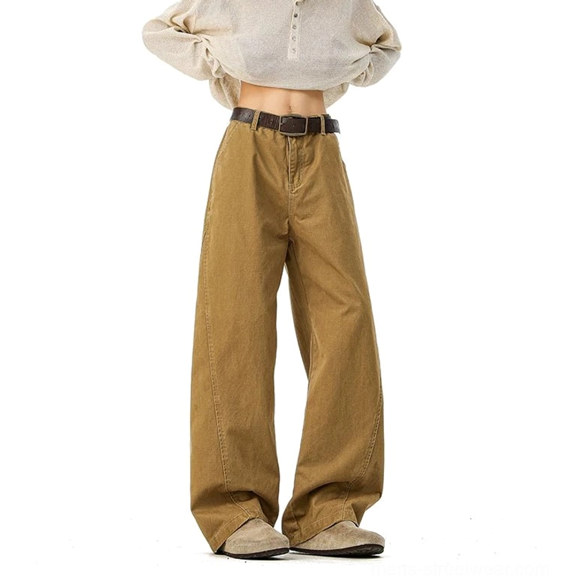 Apricot ultra-wide denim trousers warm neutral tone spring streetwear color option
