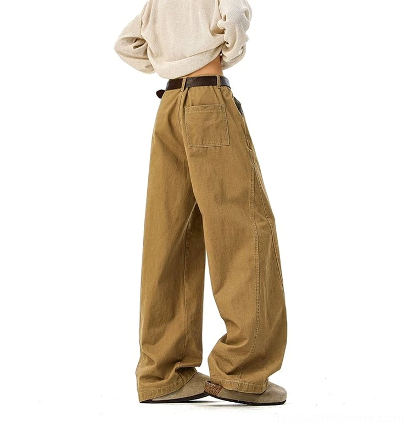Wide-leg denim trousers size chart measurements waist hip length leg opening