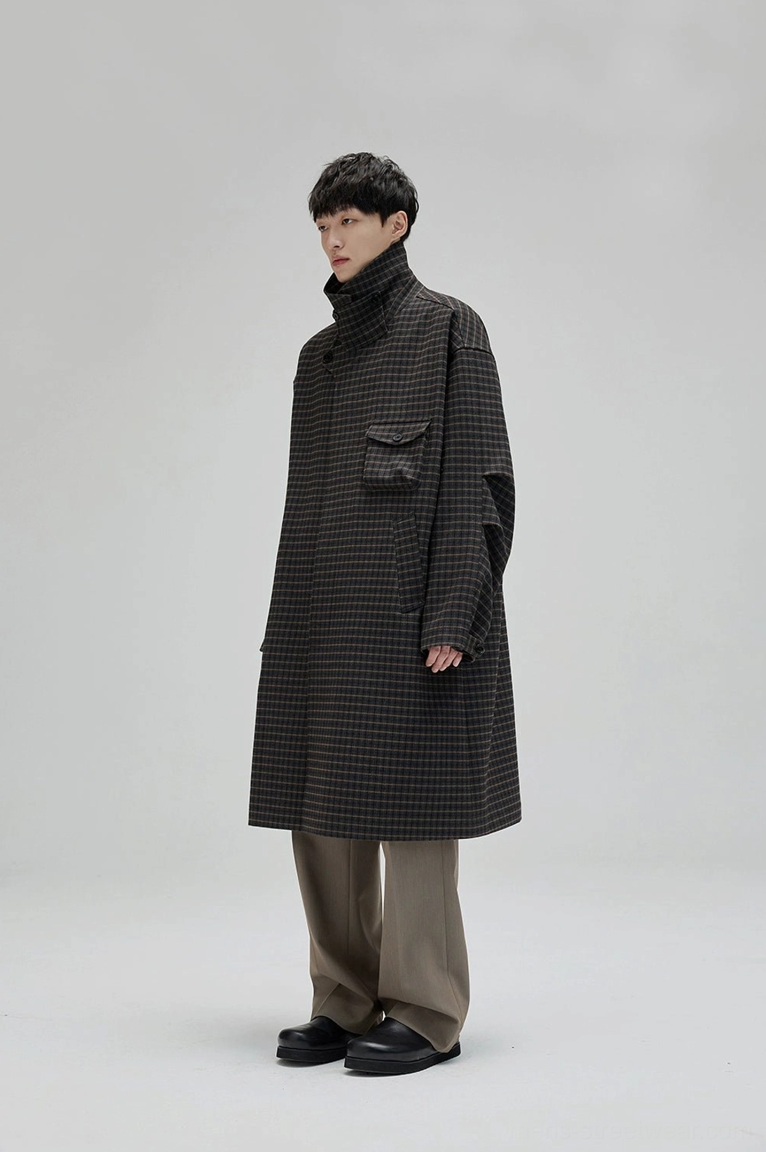 Oversized wide leg trousers for Korean fashion outfits with structured waistband and front pleat detail