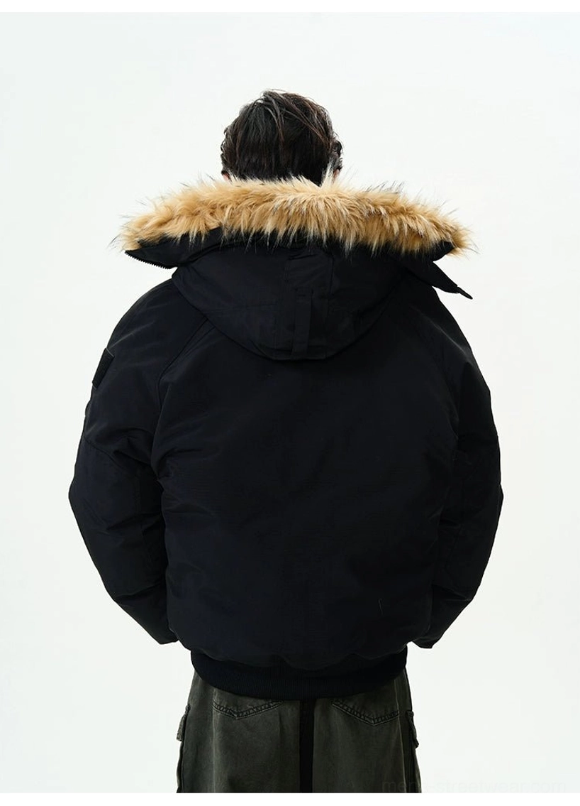 Faux fur hooded puffer bomber jacket padded winter jacket product view