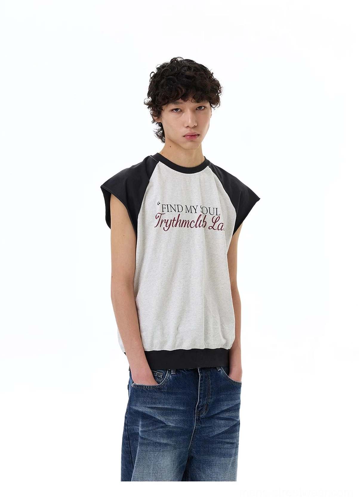 Find My Soul raglan cap-sleeve Korean streetwear tee product image in a relaxed unisex silhouette