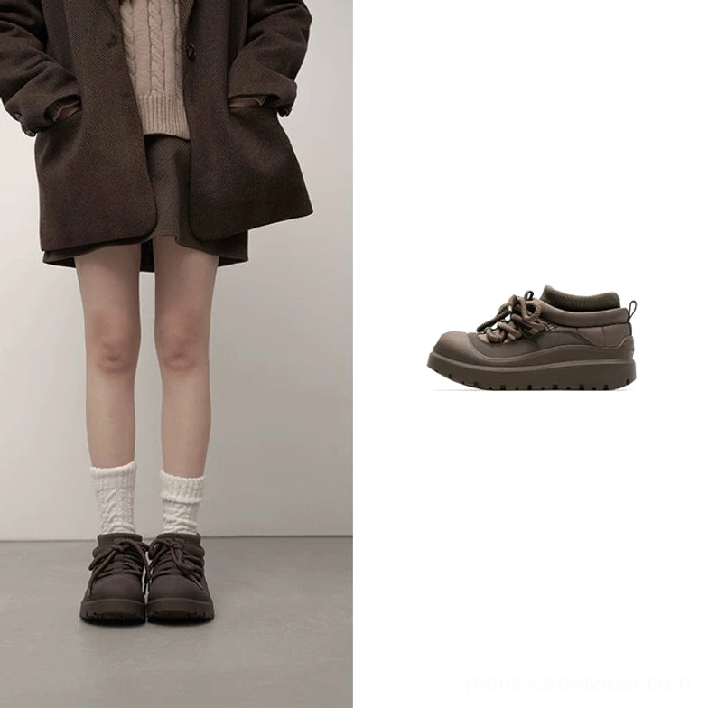 Fleece-lined alpine grip platform sneakers for winter streetwear with chunky rubber sole and versatile lace-up silhouette