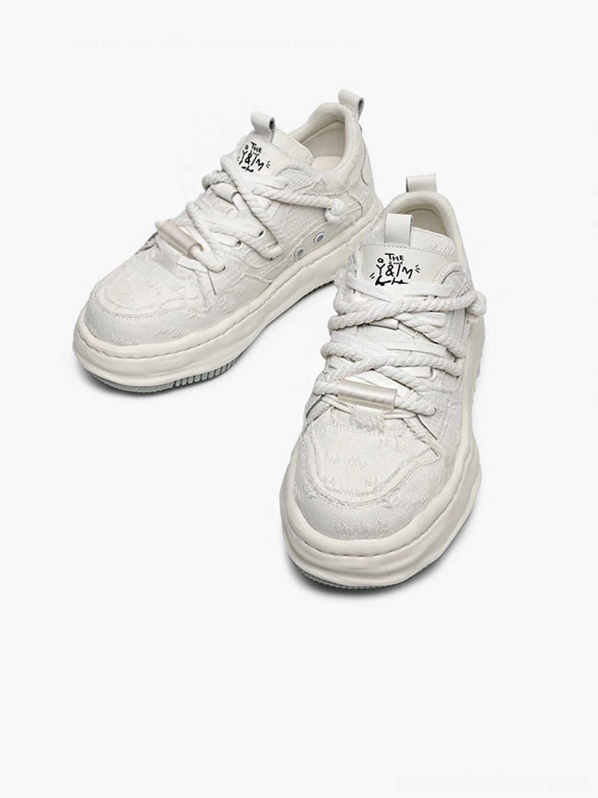 Statement frayed canvas platform sneakers combining a worn-in textile upper with a bold raised sole for modern streetwear styling