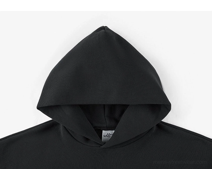 French terry cotton pullover hoodie for Acubi-inspired streetwear styling