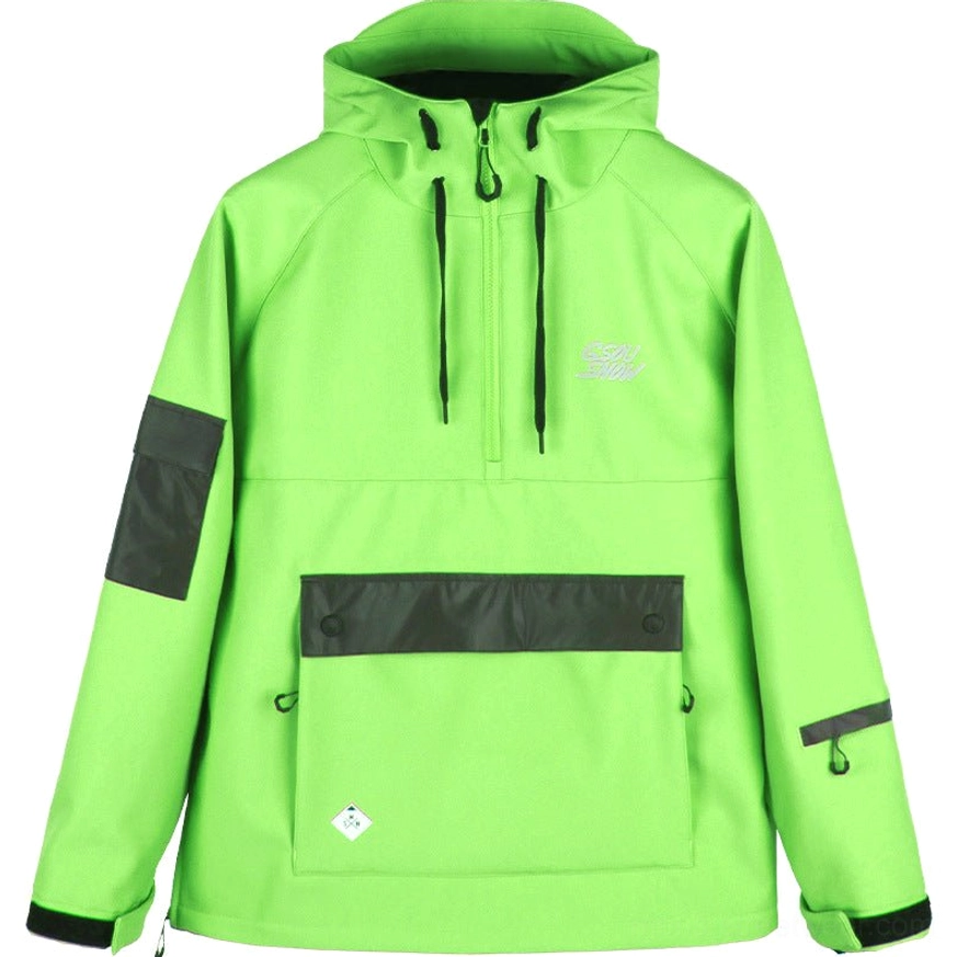 Fruit green unisex reflective color block snow anorak jacket technical ski and snowboard outerwear view