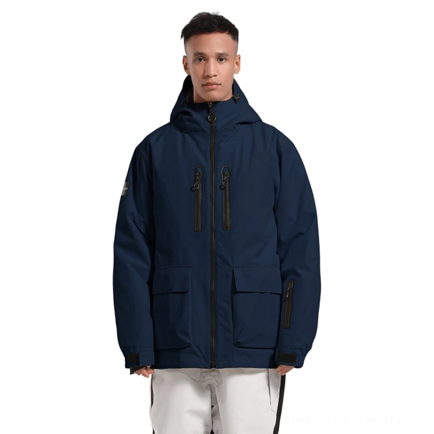 Glacier Drift winter snow jacket designed for snowboard riding with protective hood utility pockets and adjustable cuffs