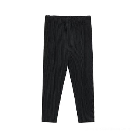 Glacier Wave black pleated pants product image with relaxed streetwear fit designed to coordinate with the pleated hoodie