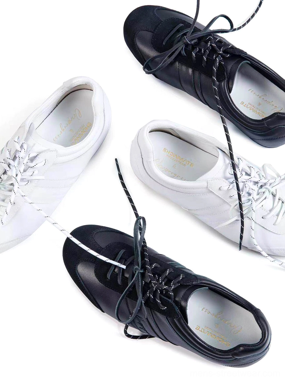 Low-profile suede leather retro trainers product detail for modern Korean and Japanese streetwear styling