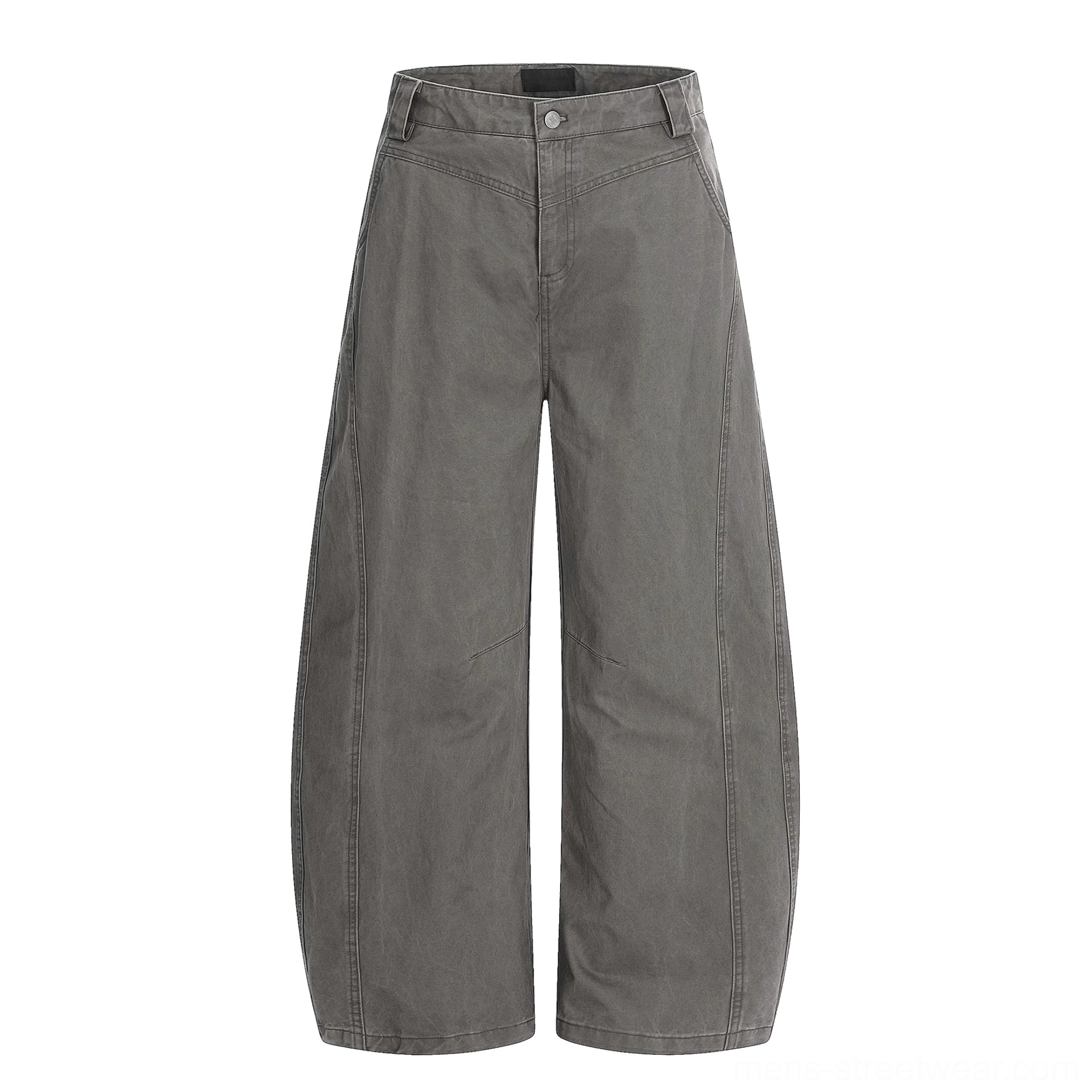 Grey barrel leg cotton twill chino pants streetwear product image with relaxed wide leg silhouette