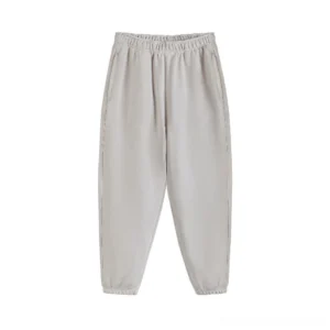 Khaki heavyweight cotton sweatpants in oversized Seoul streetwear jogger silhouette front flat lay