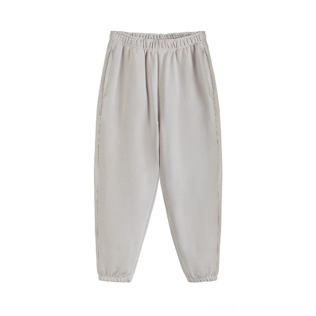 Khaki heavyweight cotton sweatpants in oversized Seoul streetwear jogger silhouette front flat lay