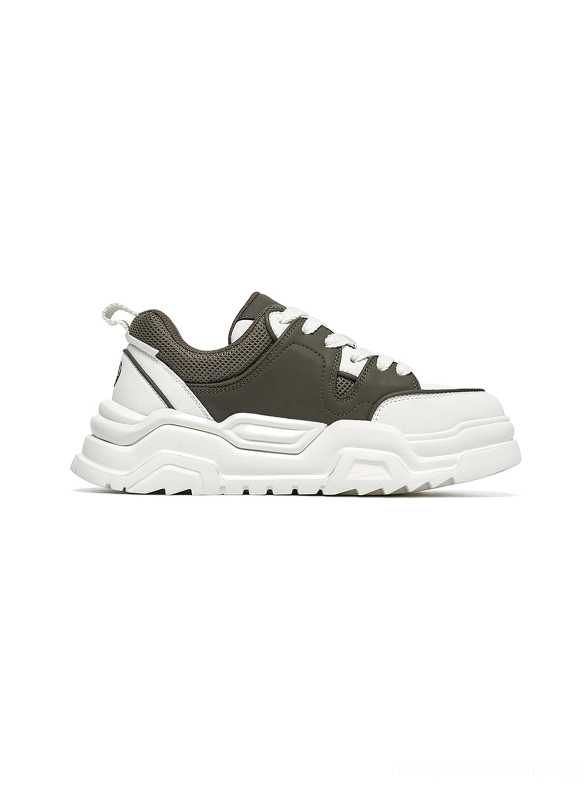 Khaki platform sneaker lifestyle context styling showing versatility across neutral color palettes and minimalist fashion aesthetic integration