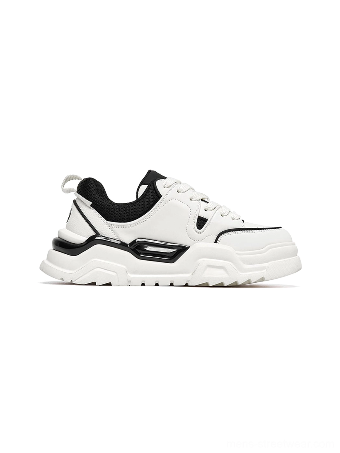 Khaki platform sneaker side profile emphasizing chunky sole thickness and elevated platform height streetwear silhouette proportion
